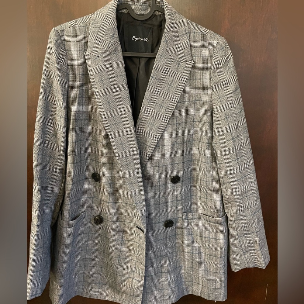 Madewell oversized double breasted plaid blazer size small
